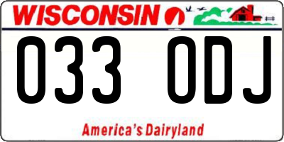 WI license plate 033ODJ