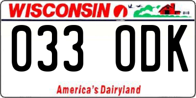 WI license plate 033ODK