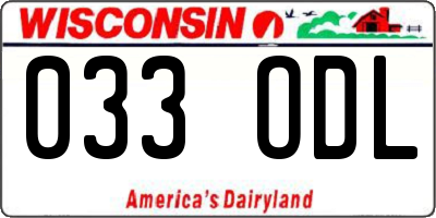 WI license plate 033ODL