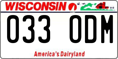 WI license plate 033ODM
