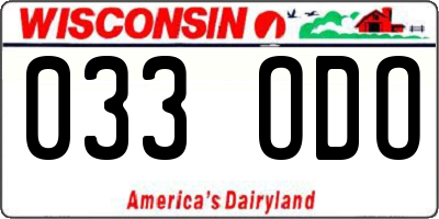 WI license plate 033ODO