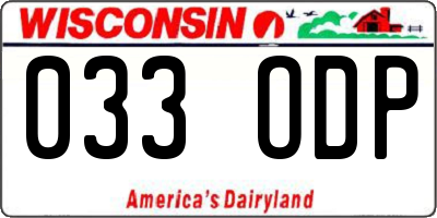 WI license plate 033ODP