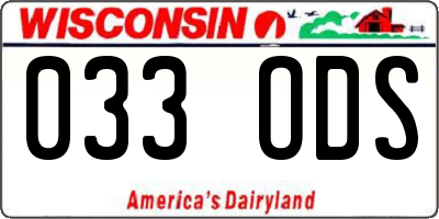 WI license plate 033ODS