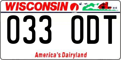 WI license plate 033ODT