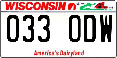 WI license plate 033ODW