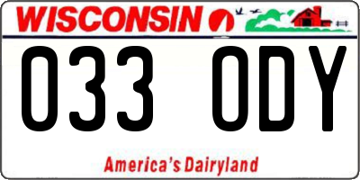 WI license plate 033ODY