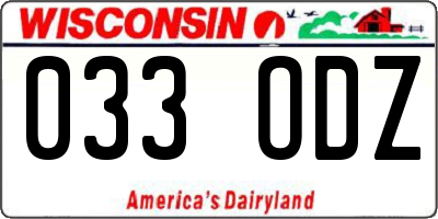 WI license plate 033ODZ