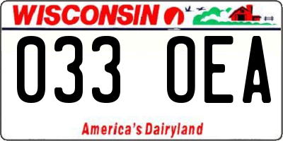 WI license plate 033OEA