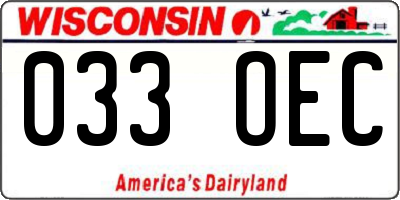 WI license plate 033OEC