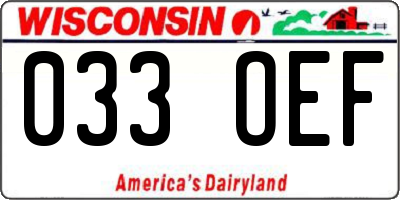 WI license plate 033OEF