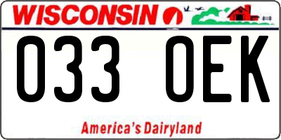WI license plate 033OEK