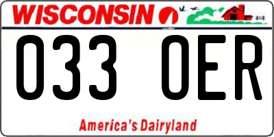 WI license plate 033OER