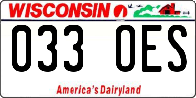 WI license plate 033OES