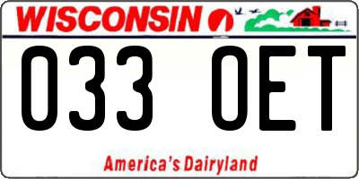 WI license plate 033OET