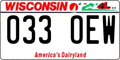 WI license plate 033OEW