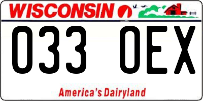 WI license plate 033OEX