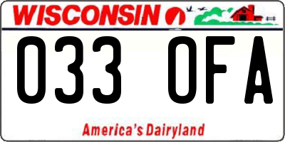 WI license plate 033OFA