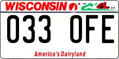 WI license plate 033OFE