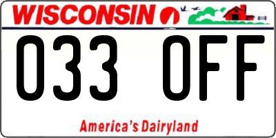WI license plate 033OFF