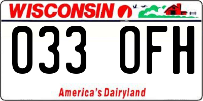 WI license plate 033OFH
