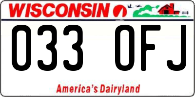 WI license plate 033OFJ