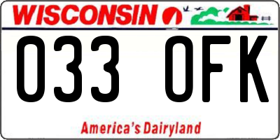 WI license plate 033OFK