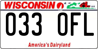 WI license plate 033OFL