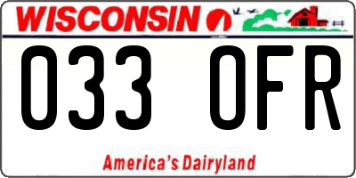 WI license plate 033OFR