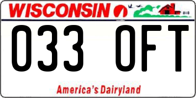 WI license plate 033OFT