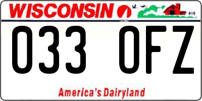 WI license plate 033OFZ