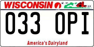WI license plate 033OPI