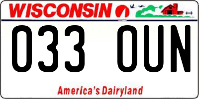 WI license plate 033OUN