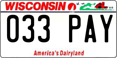 WI license plate 033PAY