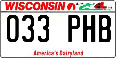 WI license plate 033PHB