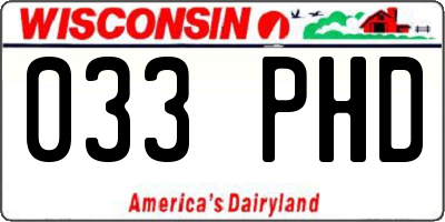 WI license plate 033PHD