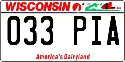 WI license plate 033PIA