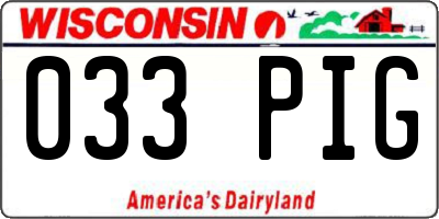WI license plate 033PIG
