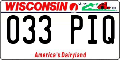 WI license plate 033PIQ