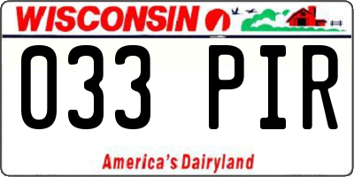 WI license plate 033PIR