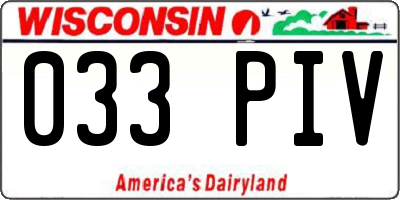 WI license plate 033PIV