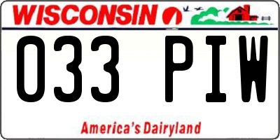 WI license plate 033PIW