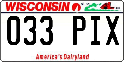 WI license plate 033PIX