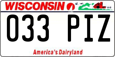 WI license plate 033PIZ