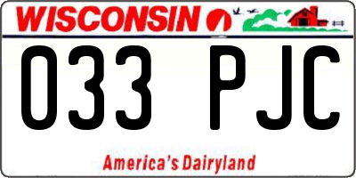 WI license plate 033PJC