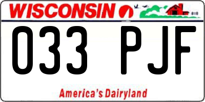 WI license plate 033PJF