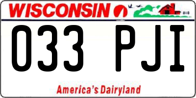 WI license plate 033PJI