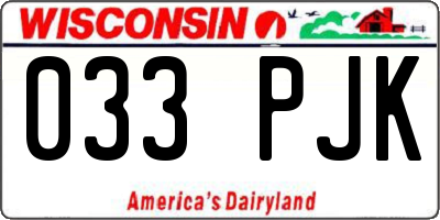 WI license plate 033PJK