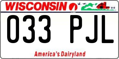 WI license plate 033PJL
