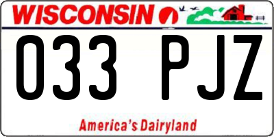 WI license plate 033PJZ