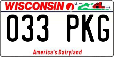 WI license plate 033PKG
